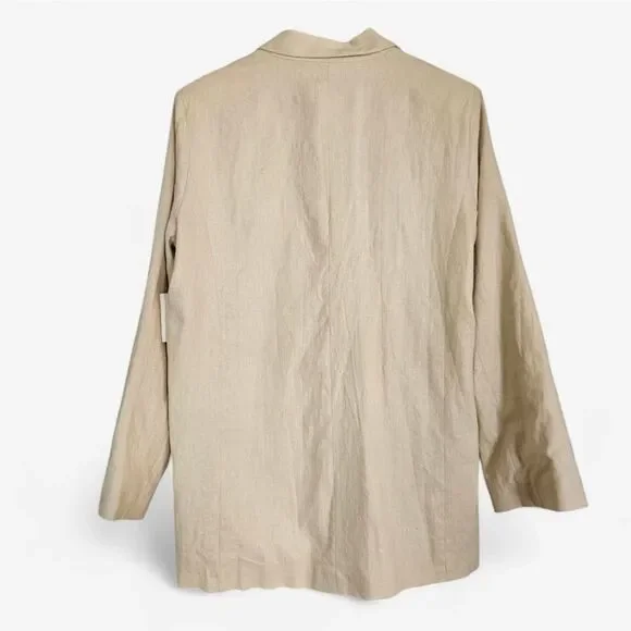 NWT Ellen Tracy Linen Relaxed Fit Oversized Blazer Jacket in Oatmeal Twill L - Picture 3 of 12